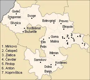 Obština Ichtiman na mapě