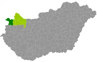 okres Sopron na mapě Maďarska