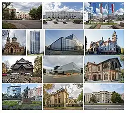 Hrad Sielecki, Sosnowiec Główny, centru města, Pravoslavný kostel svaté naděje Luba a jejich matky Žofie, Żyleta, Egzotarium, Palác Oskara Schöna, Lidový dům, Mediální knihovna Zagłębie, budova bývalého pivovaru Sielecki, Palác Ernsta Schöna, radnice