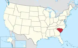 Jižní Karolína na mapě USA