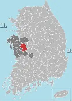 Kongdžu na mapě