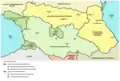 Mapa Dagestánské ASSR a dalších ASSR na Kavkaze v roce 1922