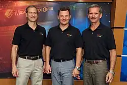 Zleva Thomas Marshburn, Roman Romaněnko a Christopher Hadfield