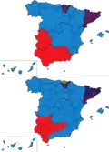 Volební mapy dle autonomních oblastí a provincií.