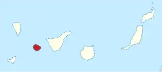 Ostrov La Gomera na mapě Kanárských ostrovů