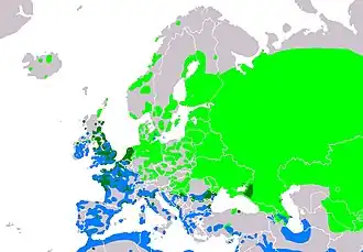 Rozšíření v Evropě.