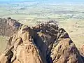 Letecký snímek vrcholu Große Spitzkoppe