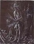 Hans Springinklee: Zarmoucený muž, 1516, kesba na papíře