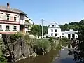 Řeka Mže a bývalý mlýn v Sokolské ulici