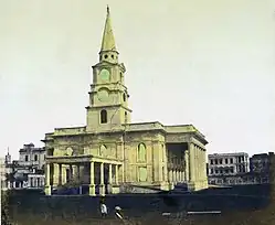 St John's Cathedral, Kalkata, ručně kolorovaný tisk, 1851