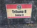 Označení tribuny a sektoru B (leden 2020)