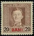 Rakousko-uherská vojenská známka pro použití v okupovaných rumunských územích, 1917