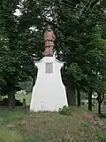 Socha sv. Jana Nepomuckého, zadní strana s chronogramem na podstavci