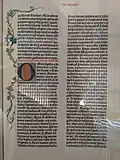 Kopie stránky z Gutenbergovy 42řádkové Bible. (Národní technické muzeum v Praze.)