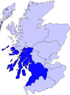 Strathclyde na mapě Skotska