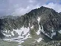Štrbský štít nad Okrúhlým plesem z Bystrého sedla