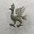 Stylizovaný kohout Kurského bratrstva Rozměry 18 × 22 mm