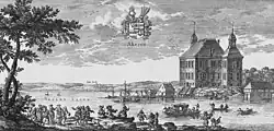 Starý hrad Åkerö na kresbě z roku 1680