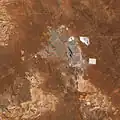 Satelitní snímek dolu Super Pit a města Kalgoorlie-Boulder.