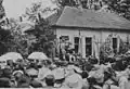 Svatopluk Čech, odhalení desky v Obříství (Zlatá Praha 1910)