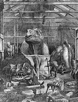 Benjamin Waterhouse Hawkins při práci ve svém studiu v roce 1853