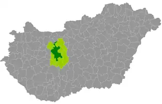 okres Székesfehérvár na mapě Maďarska