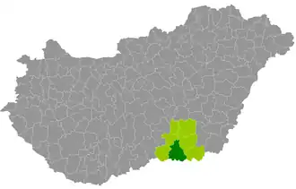 okres Segedín na mapě Maďarska