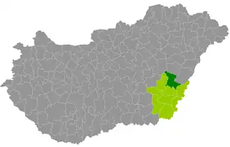 okres Szeghalom na mapě Maďarska