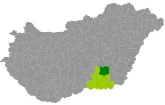 okres Szentes na mapě Maďarska