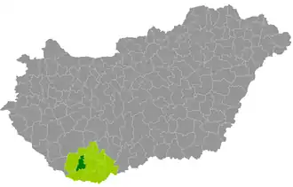 okres Szentlőrinc na mapě Maďarska