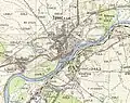 Týnec nad Labem na topografické mapě z roku 1956