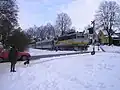 Lokomotiva 754 u starého hřbitova v Třebíči