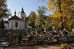 Hřbitov a část kostela Božího těla na Orebu