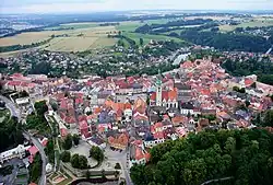 Tábor, letecký pohled na Staré město od severu