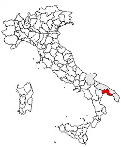 Provincie Taranto na mapě Itálie