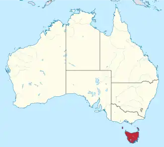 Poloha Tasmánie na mapě Austrálie