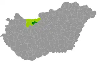 okres Tatabánya na mapě Maďarska