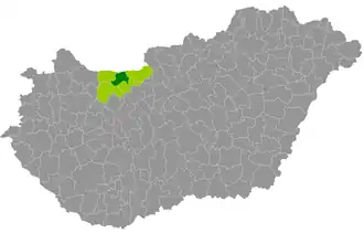 okres Tata na mapě Maďarska