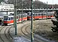 Souprava tramvají T3P v Bratislavě, čeká na svůj odchod na obratišti Hlavná stanica
