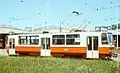 odlišně lakovaný 2. prototyp 0025 ve vozovně Hloubětín