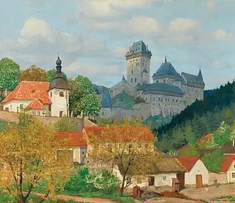 Tavík František Šimon – Pohled na Karlštejn (1903)