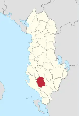 Poloha okresu Tepelenë na mapě