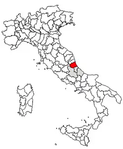 Provincie Teramo na mapě Itálie