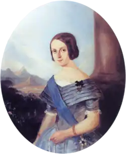 Císařovna Tereza Marie Neapolsko-Sicilská s šerpou velkokříže Císařského řádu kříže. (1846)