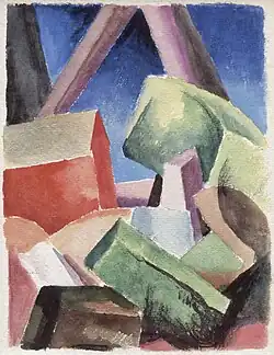 Thomas Hart Benton, House in Cubist Landscape, (c. 1915–1920)