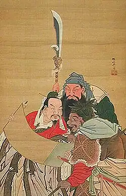 Příběhy Tří říší, japonská malba na hedvábí z 18. století