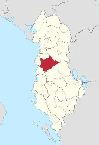 Poloha okresu Tiranë na mapě