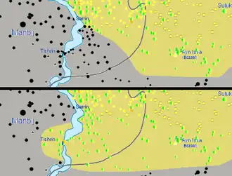 Ofenzíva SDF ve východní části guvernorátu Aleppo:      SDF      Islámský stát