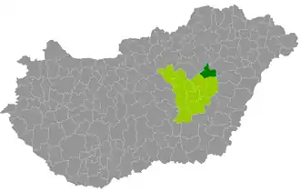 okres Tiszafüred na mapě Maďarska