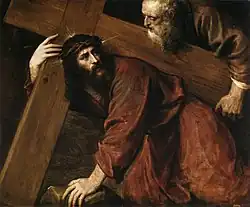 Šimon Kyrenský pomáhá Ježíši s křížem (Tizian)